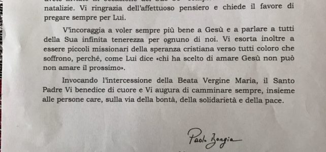 Messaggio del Santo Padre, Papa Francesco…