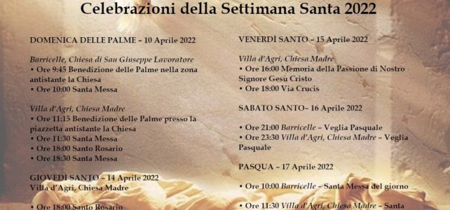 Celebrazioni della Settimana Santa – 2022 Celebrazioni della Settimana Santa – 2022